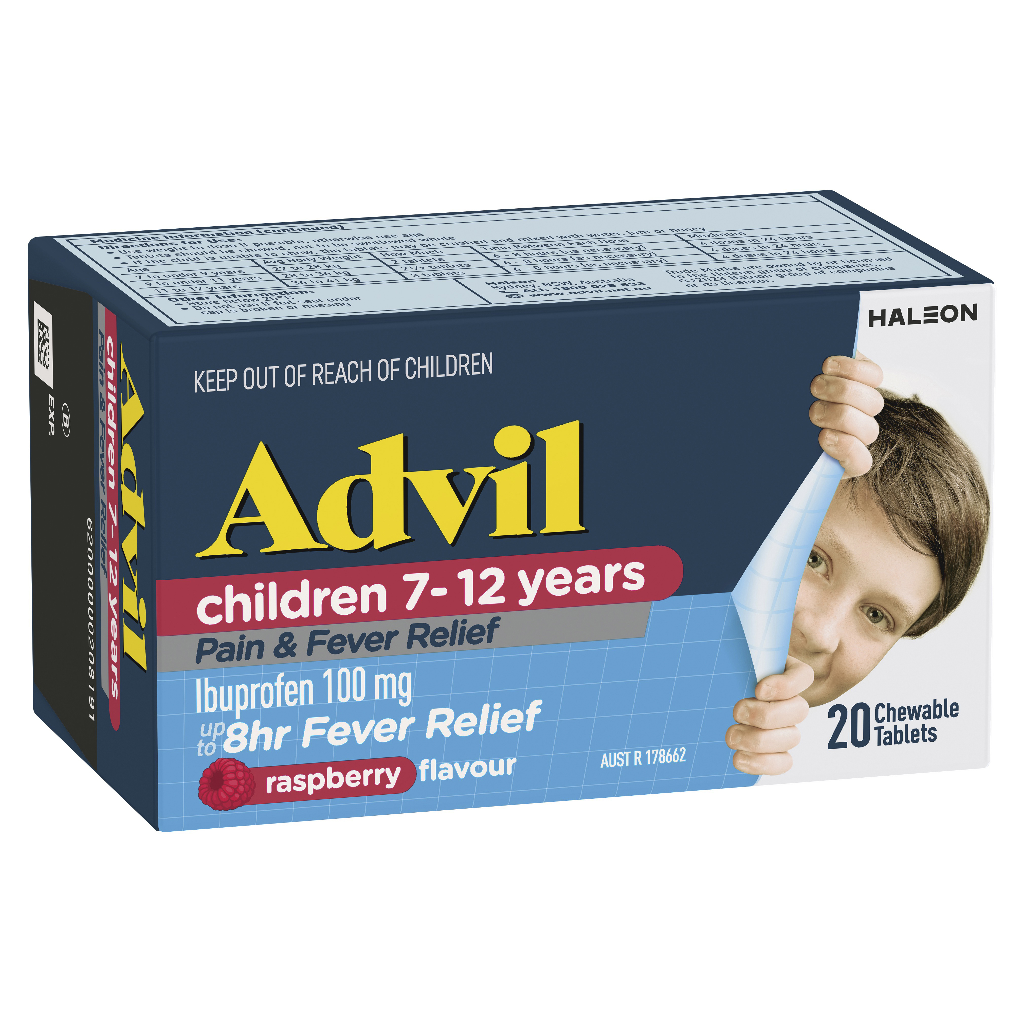Advil Children 7-12 Years Chewable Raspberry 20 Tablets