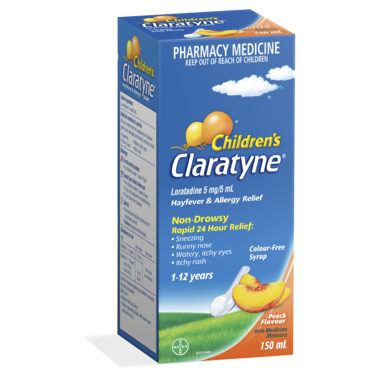 Children's Claratyne Allergy & Hayfever Relief Syrup Peach Flavour 150mL
