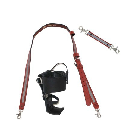 Boston Leather Red Reflective X-Long Leather Radio Strap, Leather