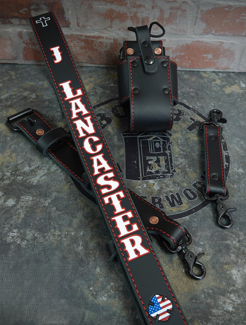 Box 31 Leatherworks Hand Painted Customizable Radio Strap Combo