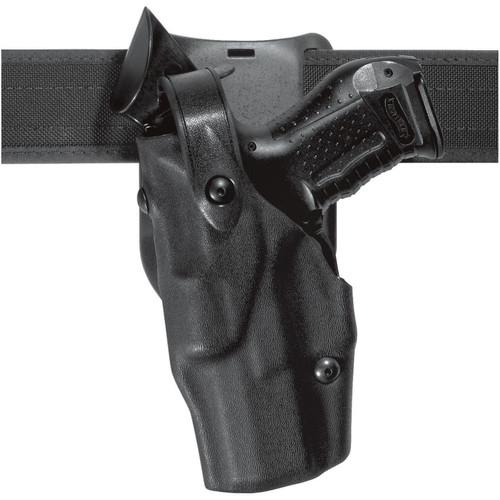 Safariland - Model 6365 Level II Holster, 1.50 Belt Drop, Duty Plain Black Left Hand, Hood Gu Fits - Glock: 17, 22 4.5" BBL