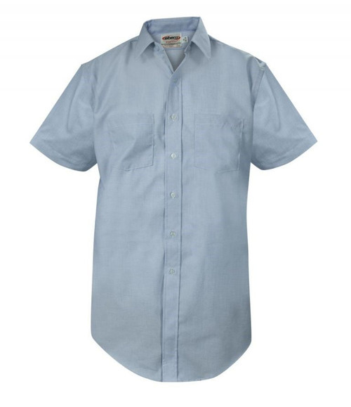 Elbeco Men's Blue Short Sleeve Express Dress Shirt, Light Blue