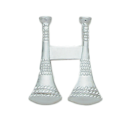 Smith & Warren Hat/Shield Medallion, 2 Standing Bugles, Di-Cut