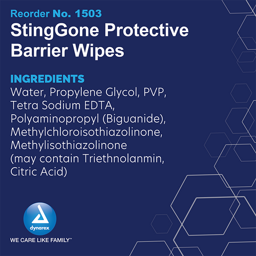 Dynarex StingGone Protective Barrier Wipes Case of 20 Boxes
