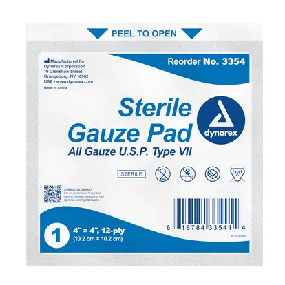 Dynarex Sterile Gauze 12 Ply 4 x 4 Pad