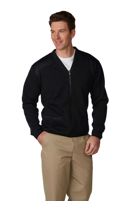 A+ Career Apparel Fleece-Lined Zip-Front -Neck Commando Cardigan