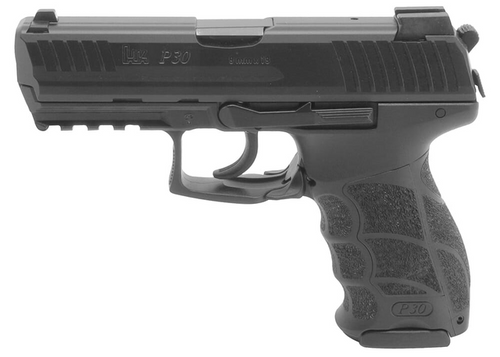 H&K P30 9mm (V3) DA/SA Rear Decock 3-17rd NS, Supplied with two extra backstraps and two sets of lateral grip plates