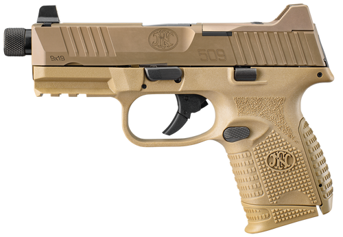 FNH 509C Tac 9mm 3.7" FDE 1-12rd 1-24rd mag FNH, 509, Semi-Auto, 9mm Optics Ready, Suppressor Height Trij NS, Threaded Bbl, 1-12Rd, 1-21Rd Mag