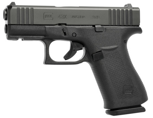 GLOCK 43X, GEN5, GNS, 2-15Rd Mags, BL GLOCK, Model 43X, Semi-Auto, 9mm Black slide, Front Rail