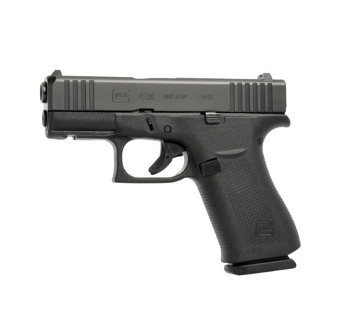 GLOCK 43X, GEN5, Fixed Sights, 2-15Rd Mags, BL GLOCK, Model 43X, Semi-Auto, 9mm Black slide, Front Rail