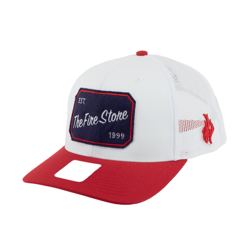 TheFireStore Exclusive Richardson 112 TFS Branded Trucker Hat White Red