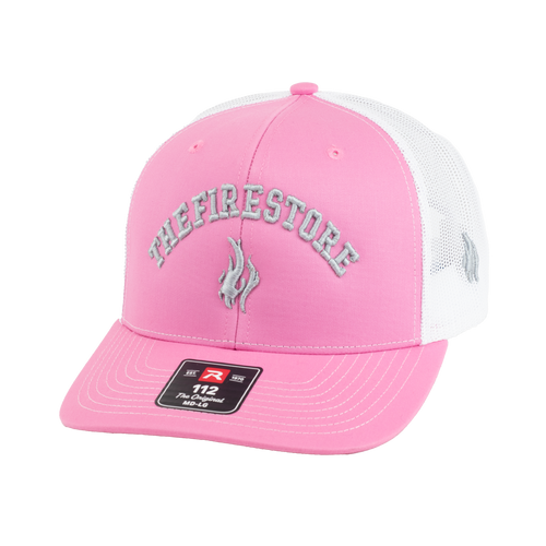 TheFireStore Exclusive Pink & White TFS Hat, Snapback Trucker Style