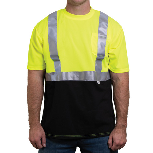 Game Sportswear Hi-Vis Class 2 Black-Bottom T-Shirt, Hi-Vis Yellow/Black