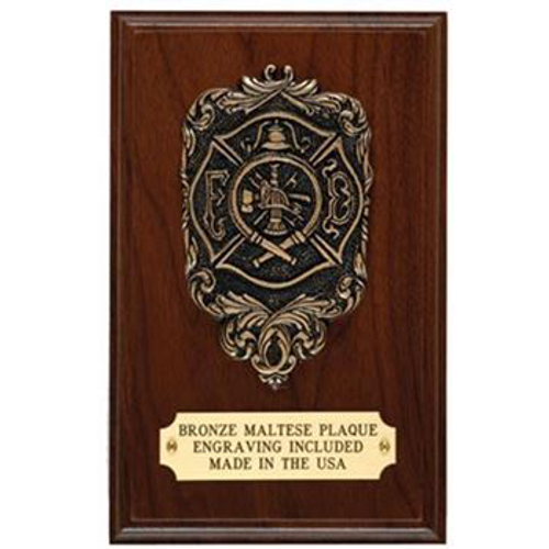 Personalized Maltese Cross Bronze & Walnut Plaque