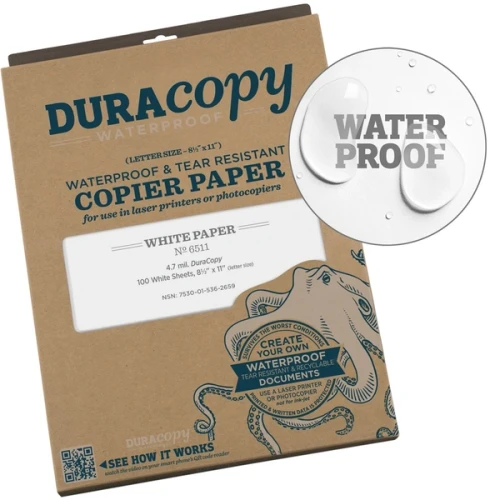 Rite in the Rain DuraCopy Waterproof Copier/Laser Paper, 8-1/2 x 11"
