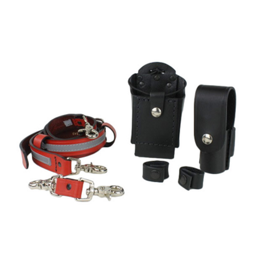 Boston Leather Red Grand Slam Combo Regular with Reflective Radio Strap