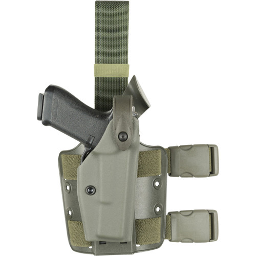 Safariland Model 6004 SLS Tactical Holster OD Green, Right Hand, Hood Guard Fits: SIG: P220SO, P220ST, P220R, P226R w/ SureFire X200 4.41" BBL