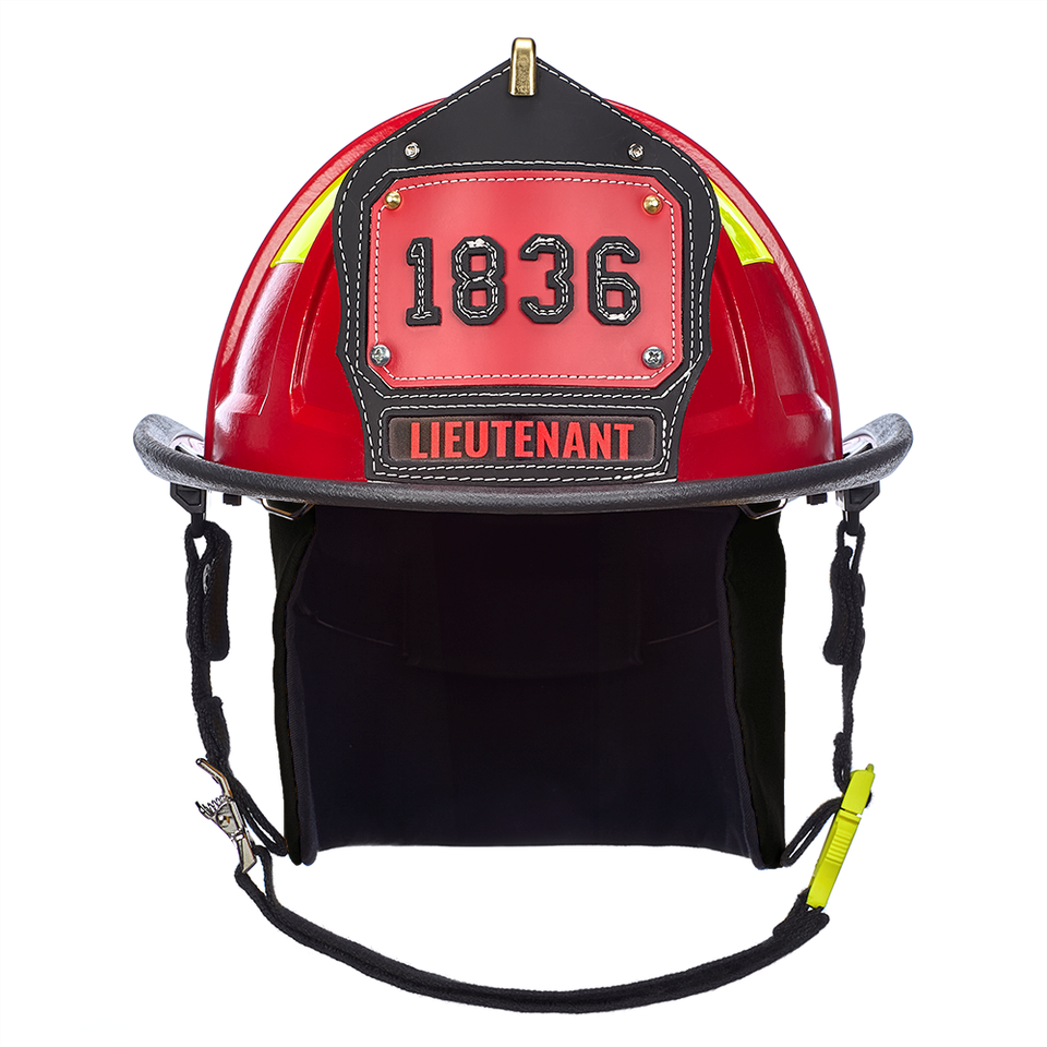 An Intense Image Of A Firefighter's Helmet With A Red Warning Light