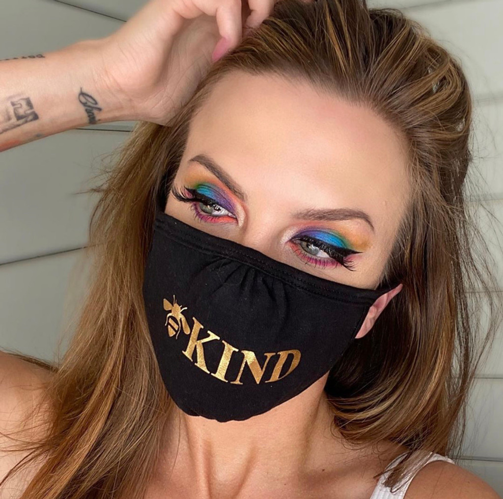 BEE KIND COTTON FACE MASK (Black w/ Gold)