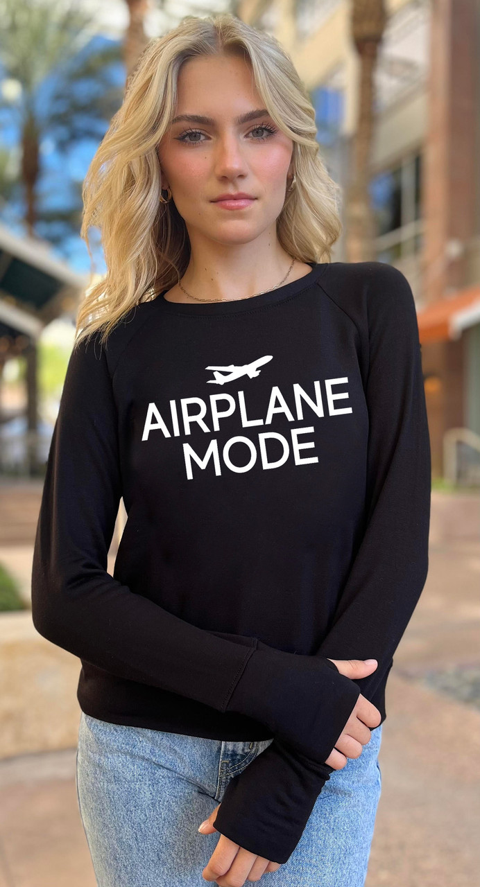 AIRPLANE MODE FLEECE PULLOVER SWEATSHIRT (Black)