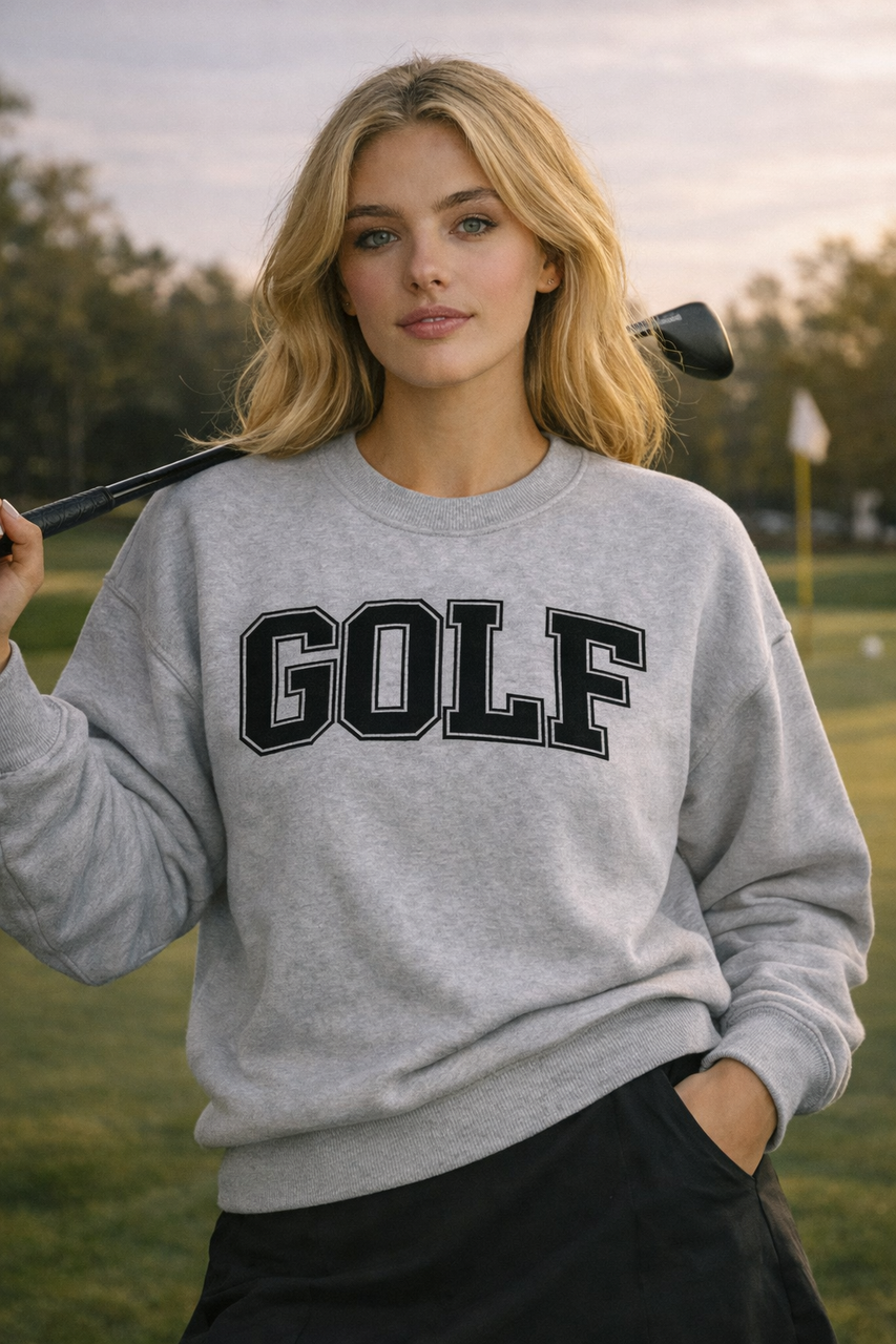 GOLF COLLEGIC EMBROIDERED CLASSIC CREW UNISEX FLEECE PULLOVER