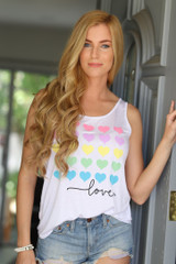 5 ROW RAINBOW HEART TANK (WHITE) 5 ROW RAINBOW HEART TANK (WHITE)