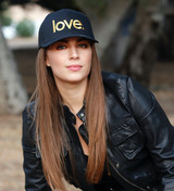 LOVE. EMBROIDERED TRUCKER HAT (Black/Gold) LOVE. EMBROIDERED TRUCKER HAT (Black/Gold)