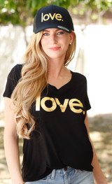 LOVE. EMBROIDERED TRUCKER HAT (Black/Gold) LOVE. EMBROIDERED TRUCKER HAT (Black/Gold)