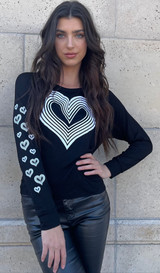HEART RETRO L/S TEE with RETRO HEARTS on Arm (Black) HEART RETRO L/S TEE with RETRO HEARTS on Arm (Black)