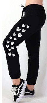STRIPED HEARTS LIGHTWEIGHT FLEECE BLACK SWEAT PANT (JOGGER) STRIPED HEARTS LIGHTWEIGHT FLEECE BLACK SWEAT PANT (JOGGER)