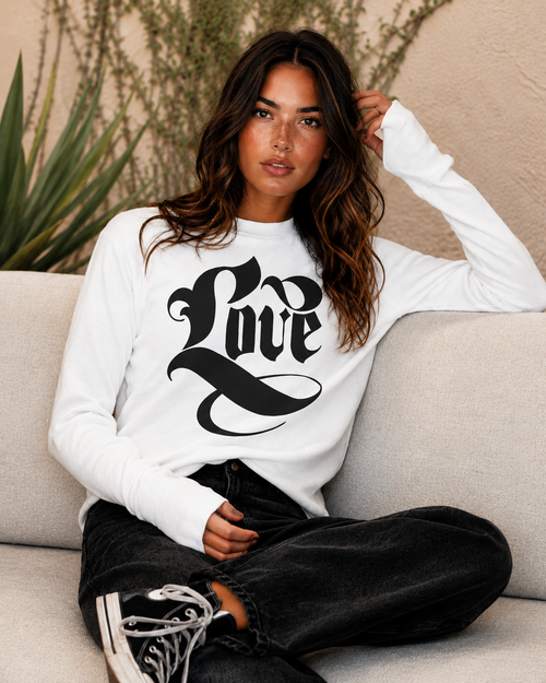 LOVE OLDE ENGLISH LIGHTWEIGHT BRUSHED FLEECE PULLOVER TOP (White)