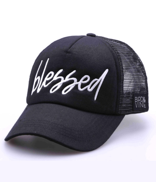 BLESSED EMBROIDERED TRUCKER HAT