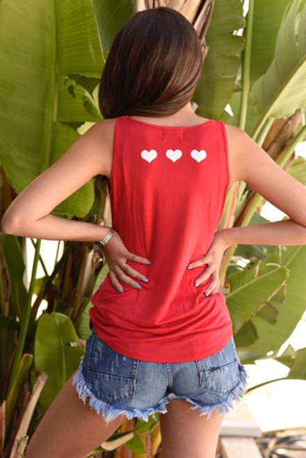 LOVE. TANK with 3 Hearts on back (Red)