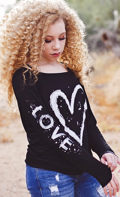 SPLATTER HEART L/S TEE (Black)