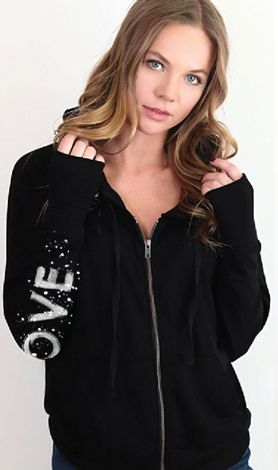 HEART SPLATTER LIGHTWEIGHT FLEECE ZIP HOODIE