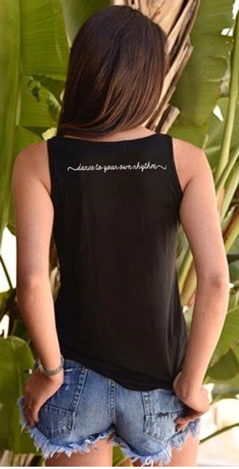 DANCE. TANK with 'DANCE TO YOUR OWN RHYTHM" on back (Black)