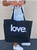  LOVE. EMBROIRDERED CANVAS TOTE (Black)