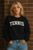 TENNIS COLLEGIC EMBROIDERED UNISEX FLEECE PULLOVER TOP (Black)