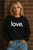 LOVE. EMBROIDERED UNISEX FLEECE PULLOVER TOP (Black)