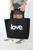 LOVE. BLACK CANVAS TOTE