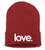 LOVE. EMBROIDERED CUFFED KNIT BEANIE  (RED)