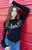 LOVE CURSIVE  L/S FLEECE PULLOVER with HEARTS on Arm (Black)