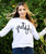 GRATEFUL HEART L/S FLEECE PULLOVER with  HEARTS on Arm (White)