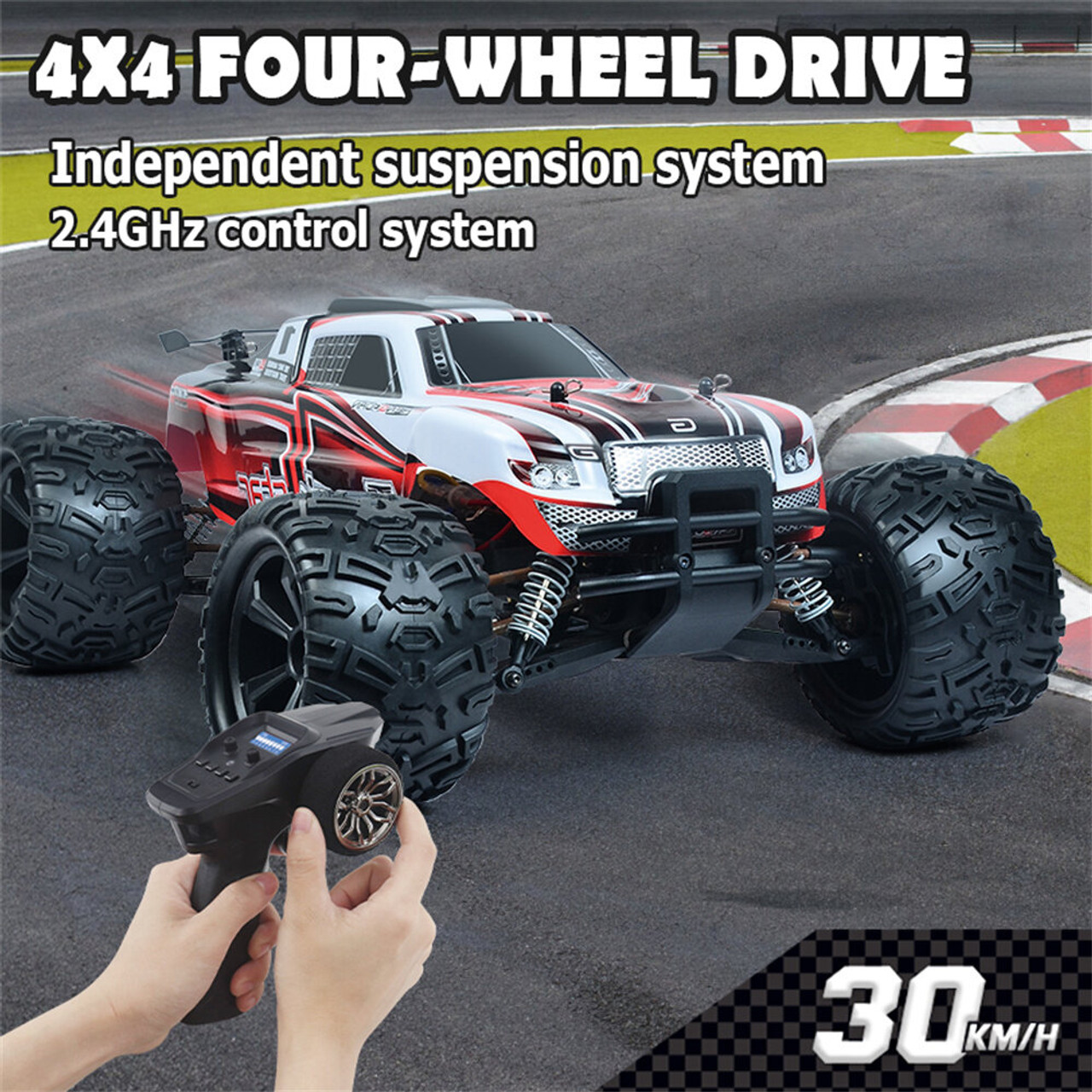  1/10 RC Crawler, RC Cars 1:10 2.4G 4WD RTR All Terrain Remote  Control Truck RC Rock Crawler Off Road Truck Racing Vehicle Hobby Grade  Model Vehicle with LED Lights 2 Batteries