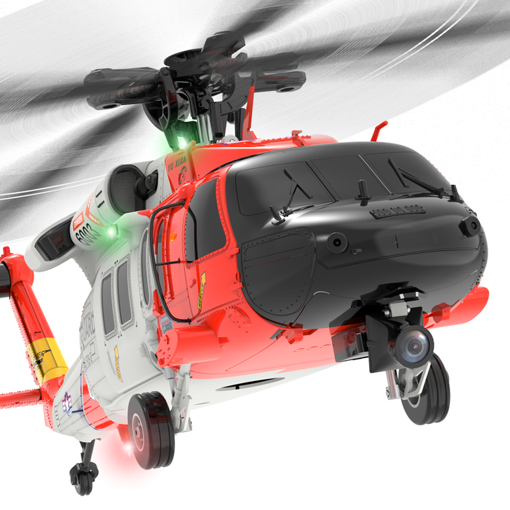 YXZNRC F09-S 2.4Ghz 6 Axis Gyro Brushless coast guard uh60 rescue helicopter with GPS & FPV