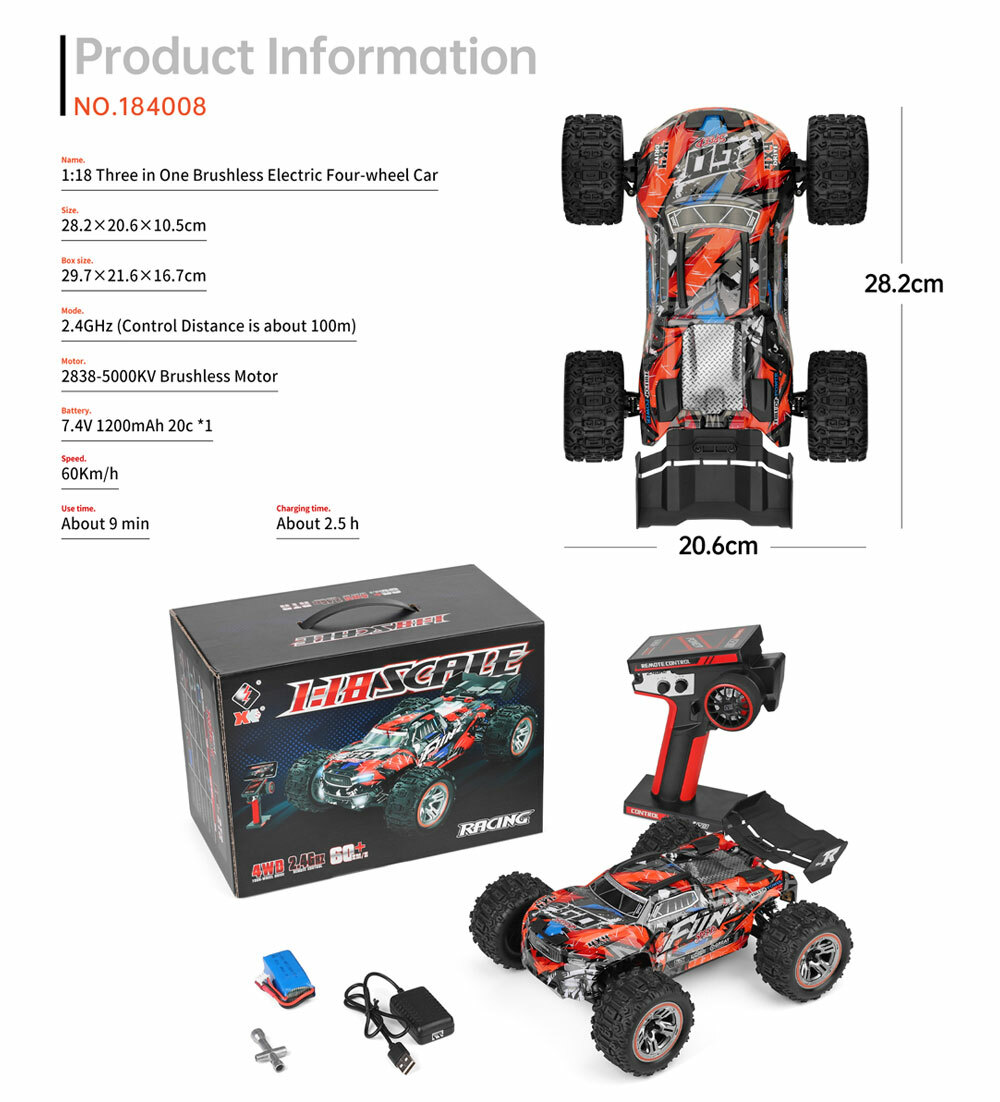 WLtoys 184008 2.4G brushless four-wheel drive off-road rc