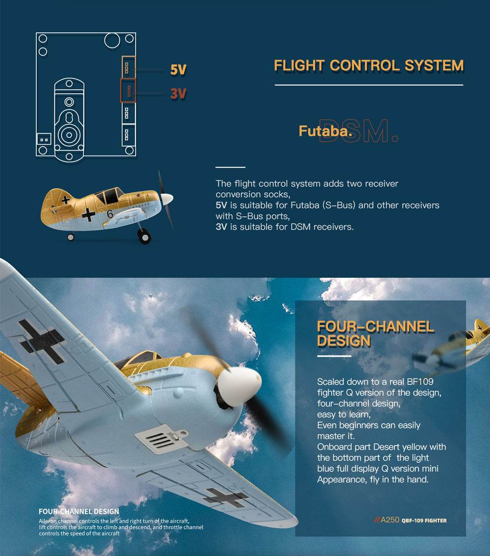 XK A250 4 Channel 6 Axis Gyro Altitude Hold Aileron Channel