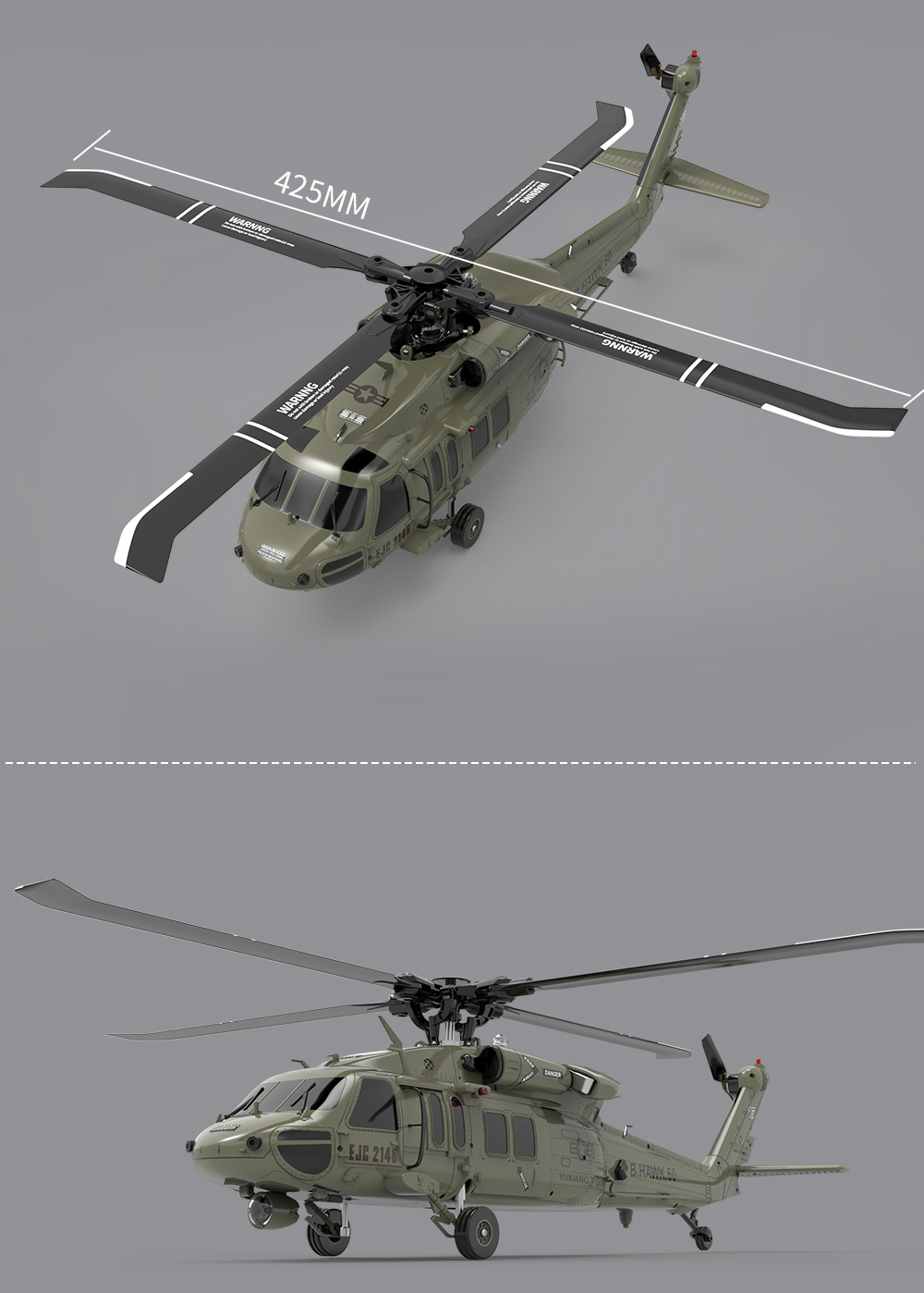 F09 UH-60 Utility Black Hawk RC Helicopter 6CH 6-Axis Gyro 3D 6G Adult RTF  Toys