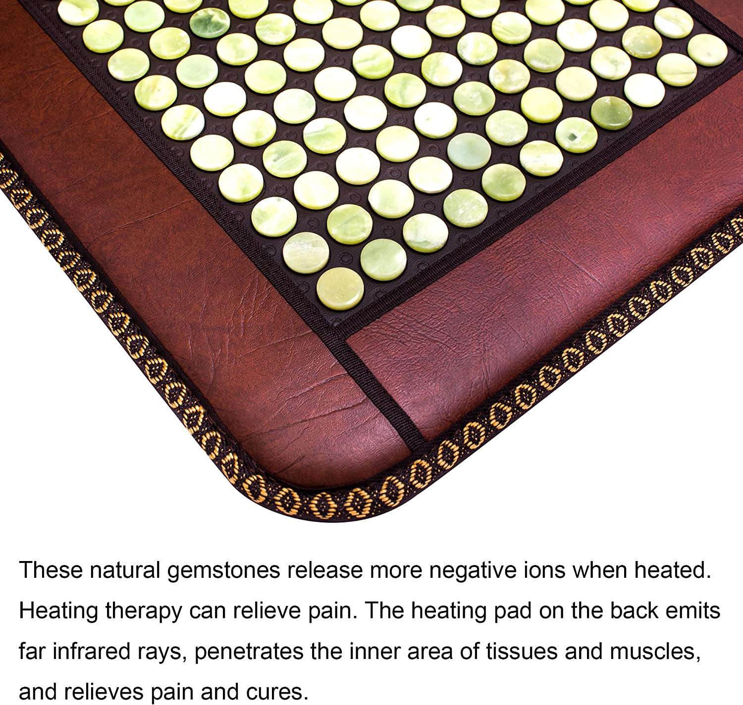 H&B Luxuries Infrared Natural Jade Heating Pad 180 Natural Jade Tourmaline Stones Heating Mat ，Gift for Dad/Mom/Grandpa/Lover/Friend/Colleague (JadeSeatBack-U)