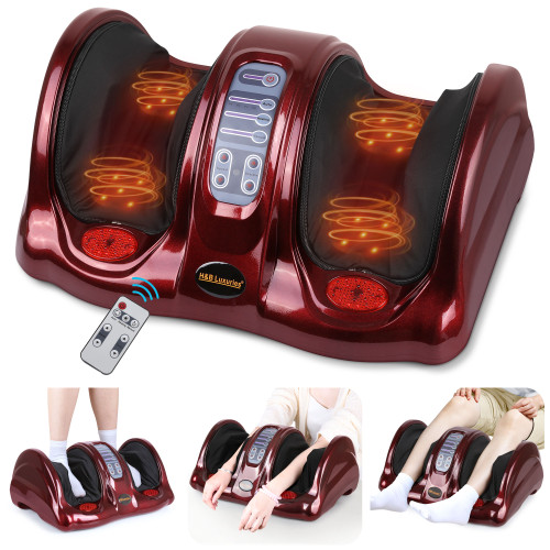 Foot Massager with Heat, Shiatsu Foot Massager for Circulation and Pain Relief and Heat Therapy, Ankle, Calves and Feet Massage with Deep Kneading Rolling, Gifts for Women Men Mother Father (RED)